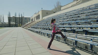 Young Girl Doing Gymnastics Exercise.