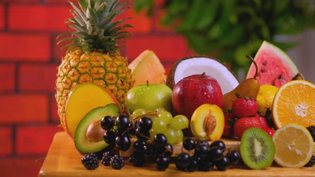 Fresh sliced fruit placed on a table.