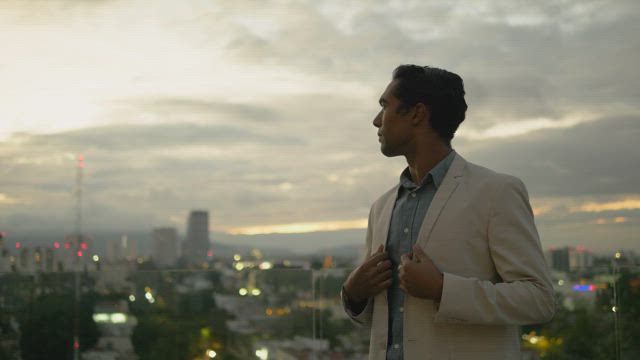 Man on a rooftop.