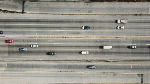  Highway traffic seen through drone.