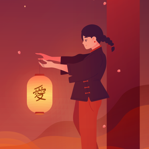 Woman dressed in traditional Chinese clothing holding a festival lantern